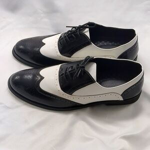 Men's PU Leather Wing Tip Oxford  Two Tone Formal Shoes Size 48